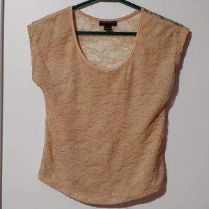 Lace beige short sleeve top